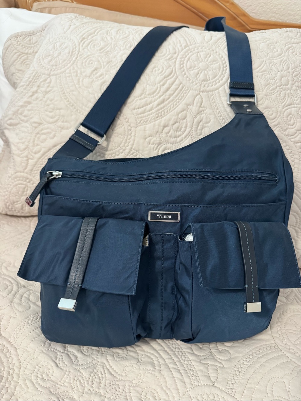 Tumi Navy Nylon Crossbody Messenger Bag